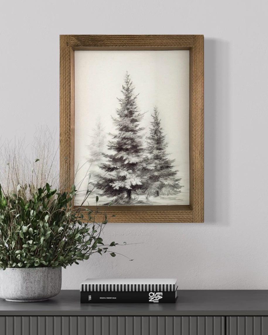 Winter Tree Vintage Print