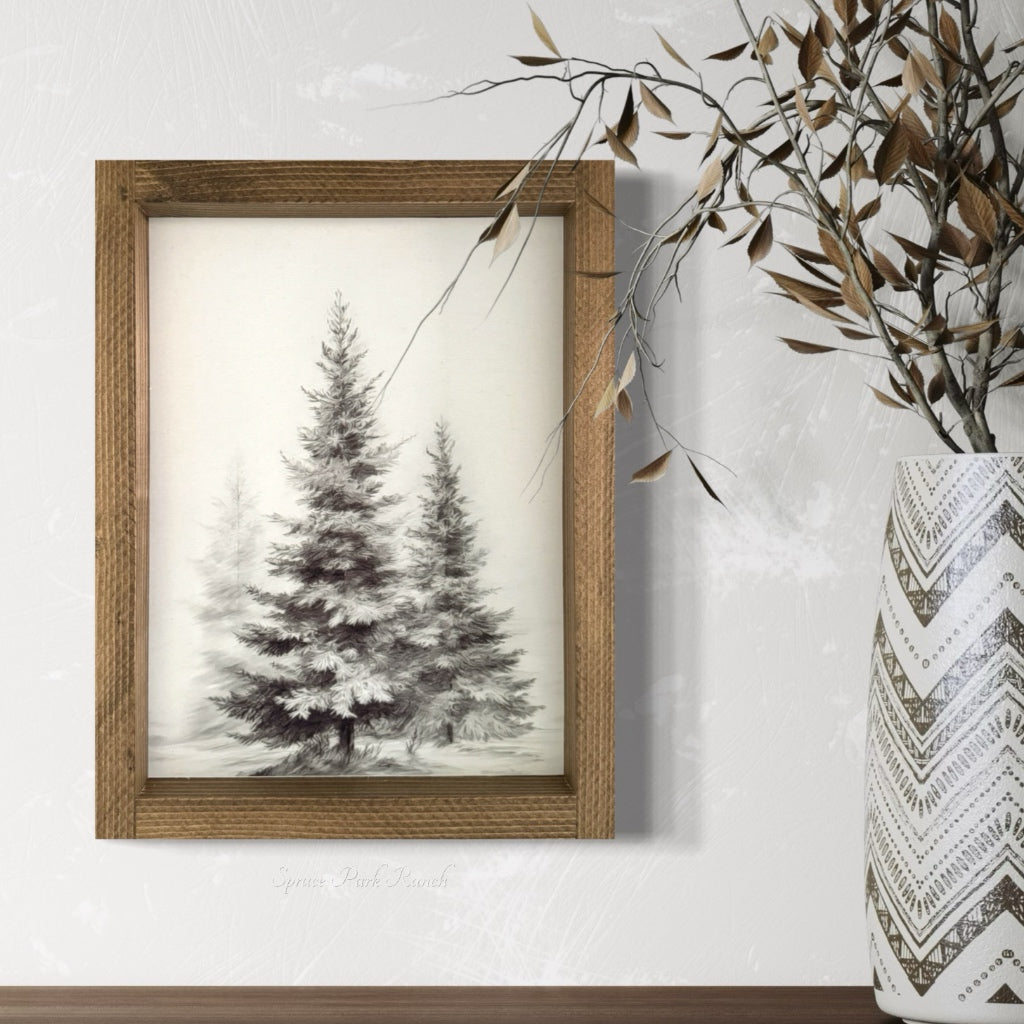 Winter Tree Vintage Print