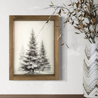 Winter Tree Vintage Print