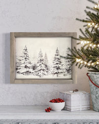 Winter Trees Vintage Print Grey Frame