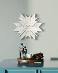 Wooden Layered Wall Snowflakes White