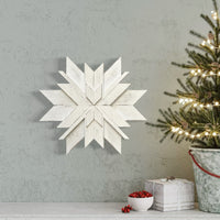 Wooden Layered Wall Snowflakes White