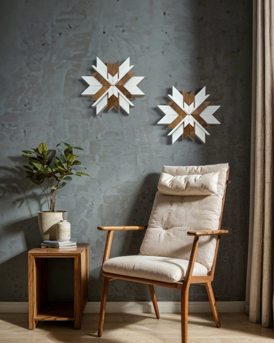 Wooden Layered Wall Snowflakes Brown