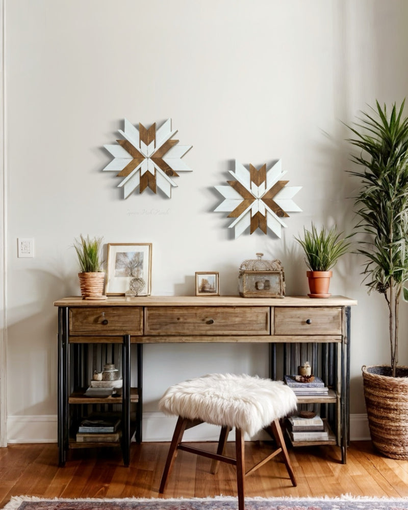 Wooden Layered Wall Snowflakes Brown