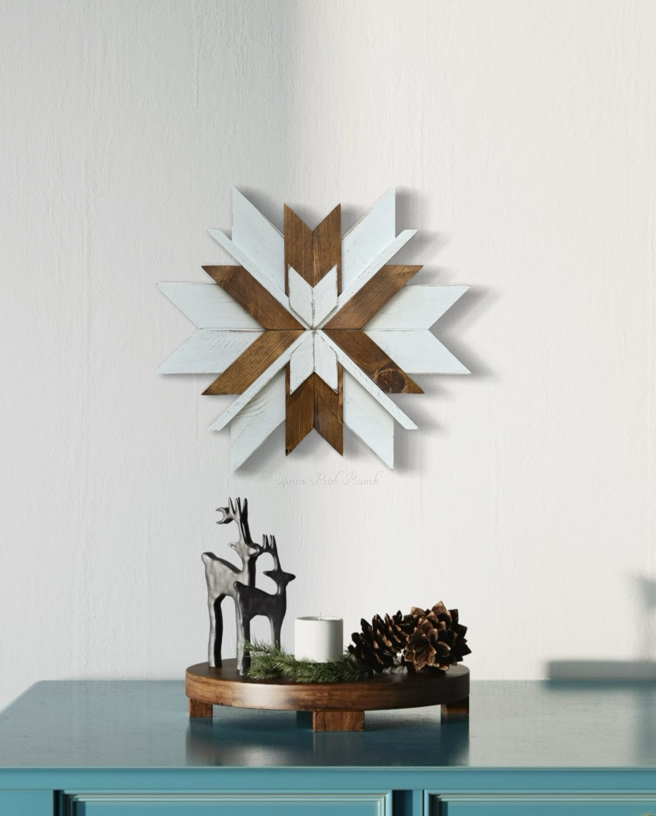 Wooden Layered Wall Snowflakes Brown