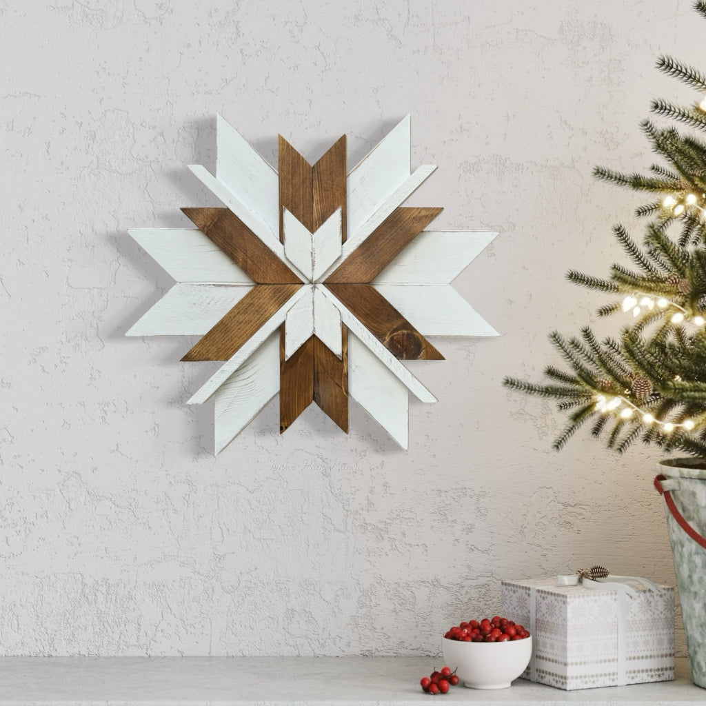 Wooden Layered Wall Snowflakes Brown