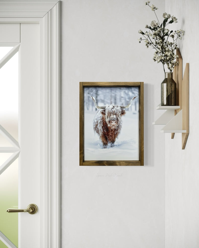 Winter Cow Vintage Print