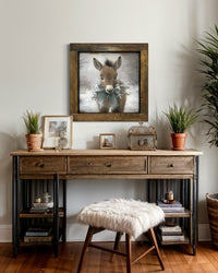 Brown Donkey With Pinecone Wreath Canvas Print