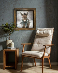 Brown Donkey With Pinecone Wreath Canvas Print