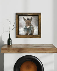 Brown Donkey With Pinecone Wreath Canvas Print