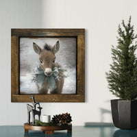 Brown Donkey With Pinecone Wreath Canvas Print