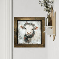 White Cow With Plaid Scarf Canvas Print