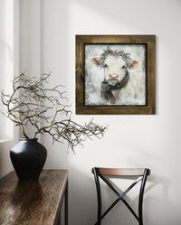 White Cow With Plaid Scarf Canvas Print