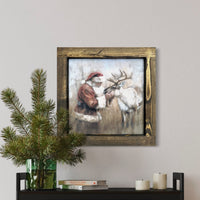 Santa With Reindeer Canvas Print