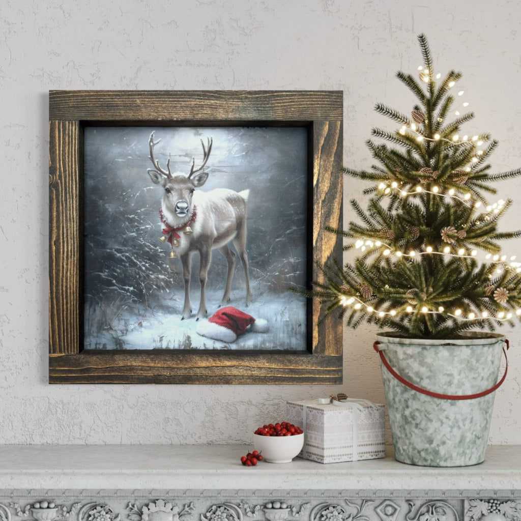 Reindeer With Gold Bell Collar Canvas Print