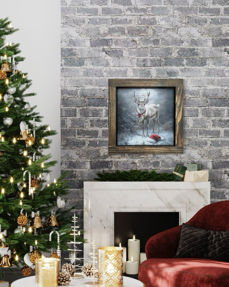 Reindeer With Gold Bell Collar Canvas Print