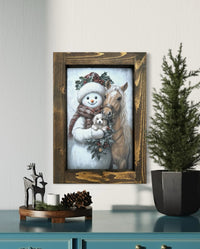 Snowman, Horse, and Puppy Trio Canvas Print