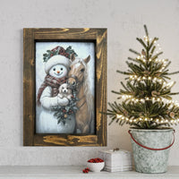 Snowman, Horse, and Puppy Trio Canvas Print