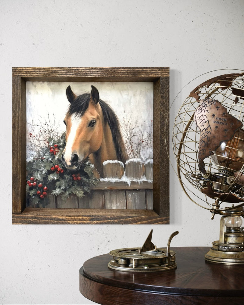 Brown Horse with Berries Canvas Print