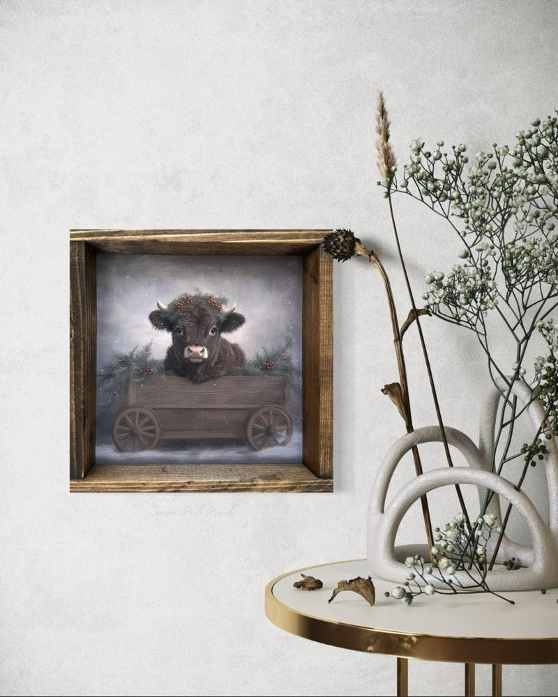 Brown Calf in Wagon Canvas Print