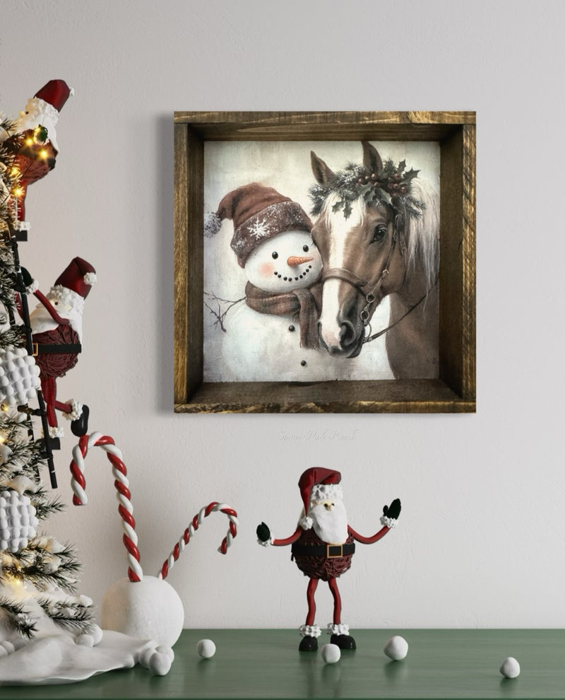 Snowman and Pony Duo Canvas Print