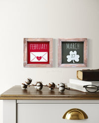 Reversible February and March Wood Sign