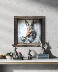 Bunny Popping From Wall Canvas Print