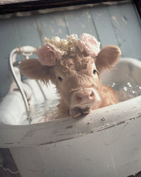 Tan Calf in Bathtub Canvas Print