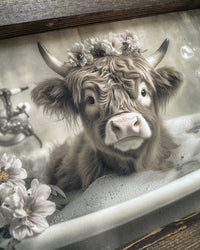 Brown Highland Calf in Bathtub Canvas Print