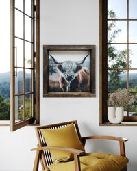 White and Brown Highland Cow Canvas Print