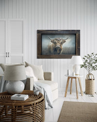 Highland Cow with Rose Crown Canvas Print Rectangular