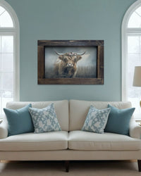 Highland Cow with Rose Crown Canvas Print Rectangular