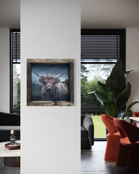 Highland Cow With Rose Crown Canvas Print Square