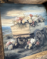 Vintage Wagon With Roses Canvas Print