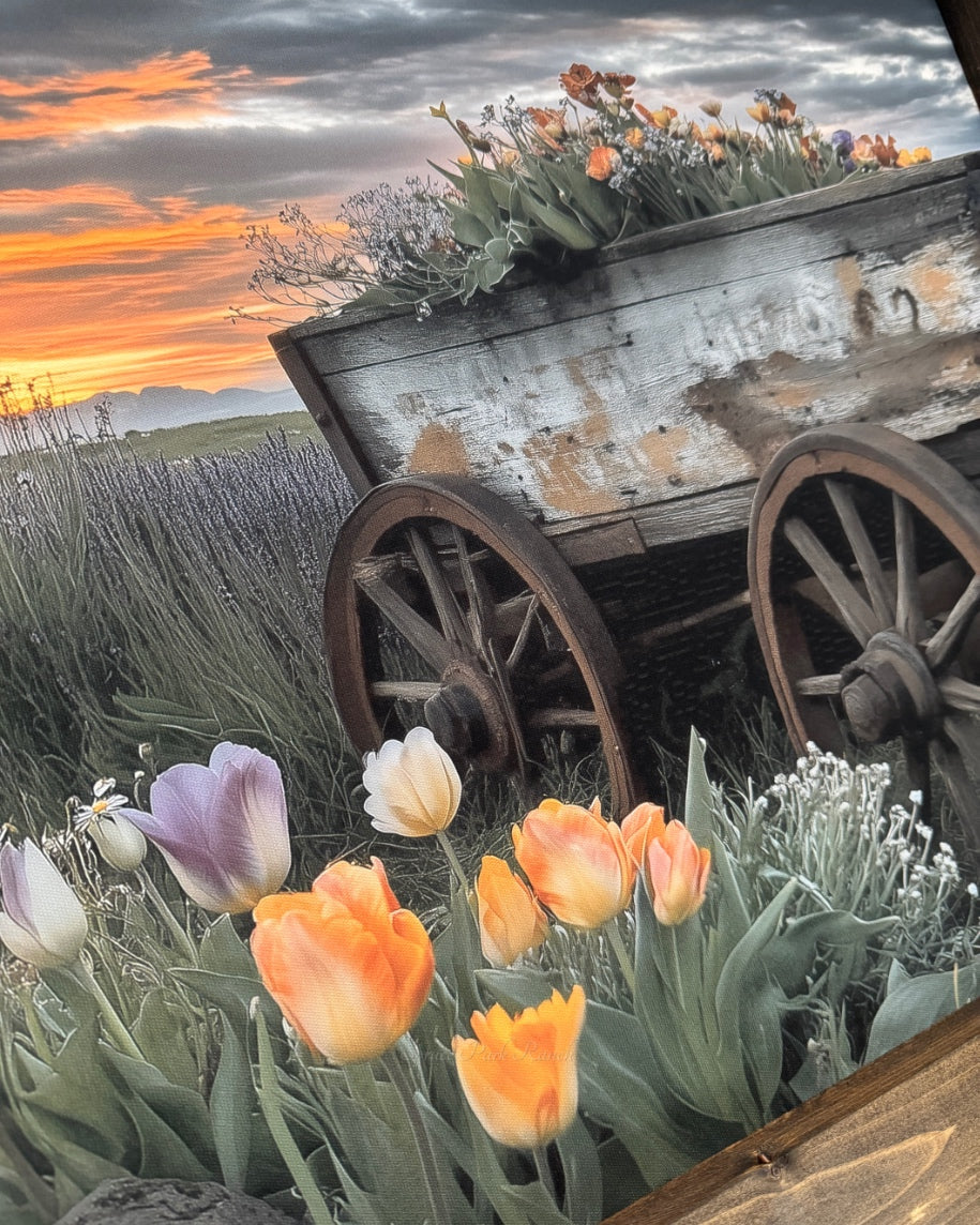 Sunset Flower Wagon Canvas Print