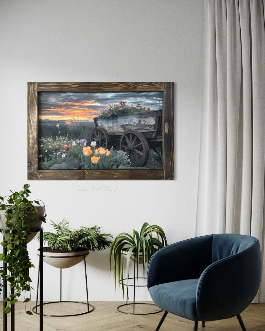 Sunset Flower Wagon Canvas Print