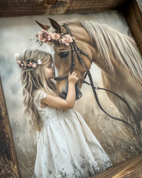 Little Girl and Horse Canvas Print