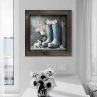 Distressed Rain Boots With Bunny Canvas Print