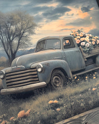 Farm Truck With Flowers Canvas Print