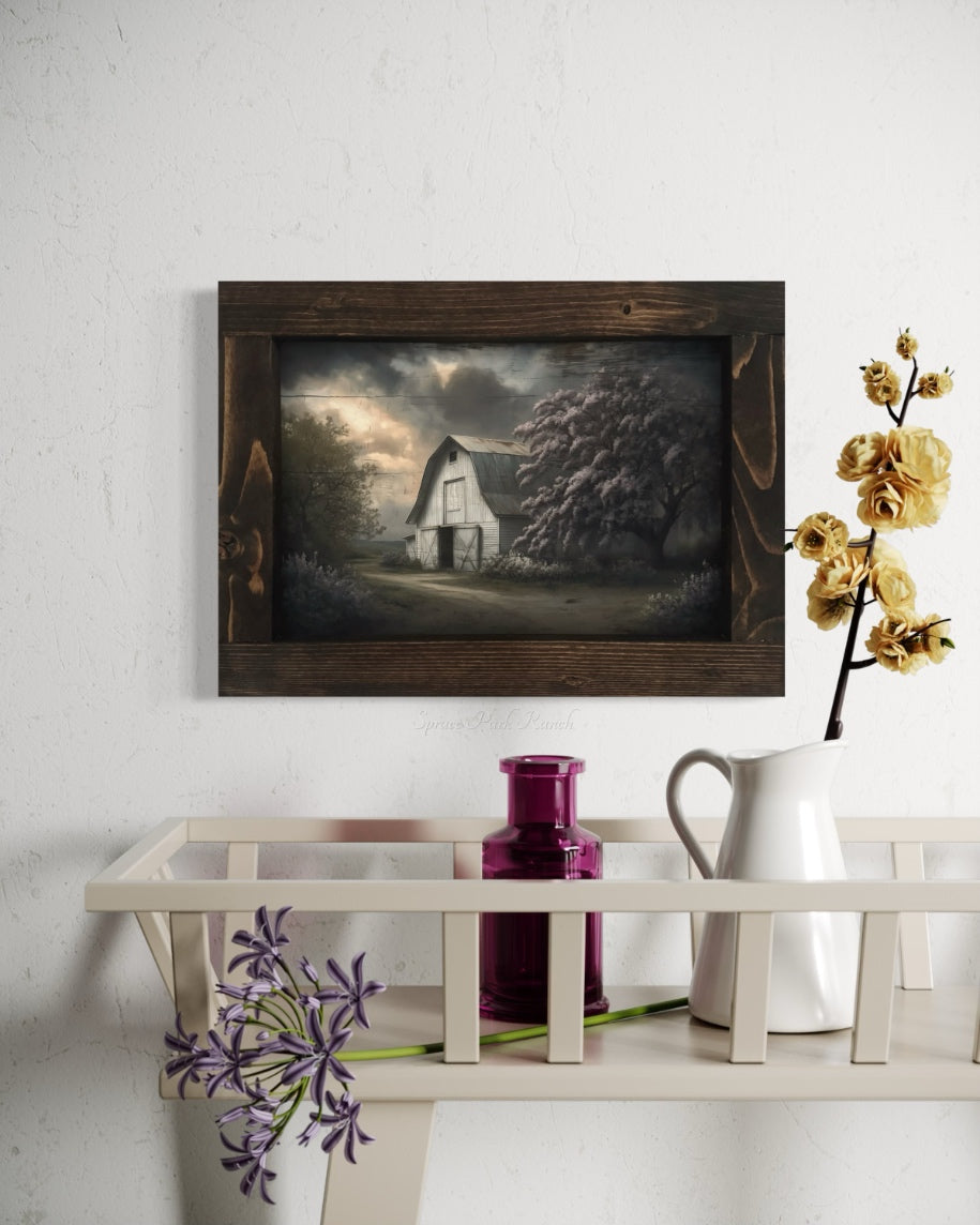 Blossom and Barn Canvas Print