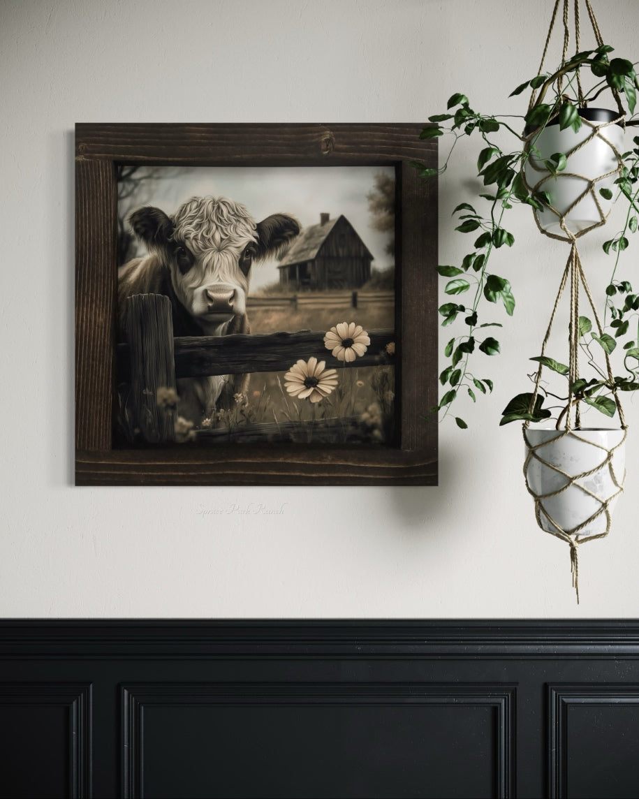 Brown and White Cow Canvas Print