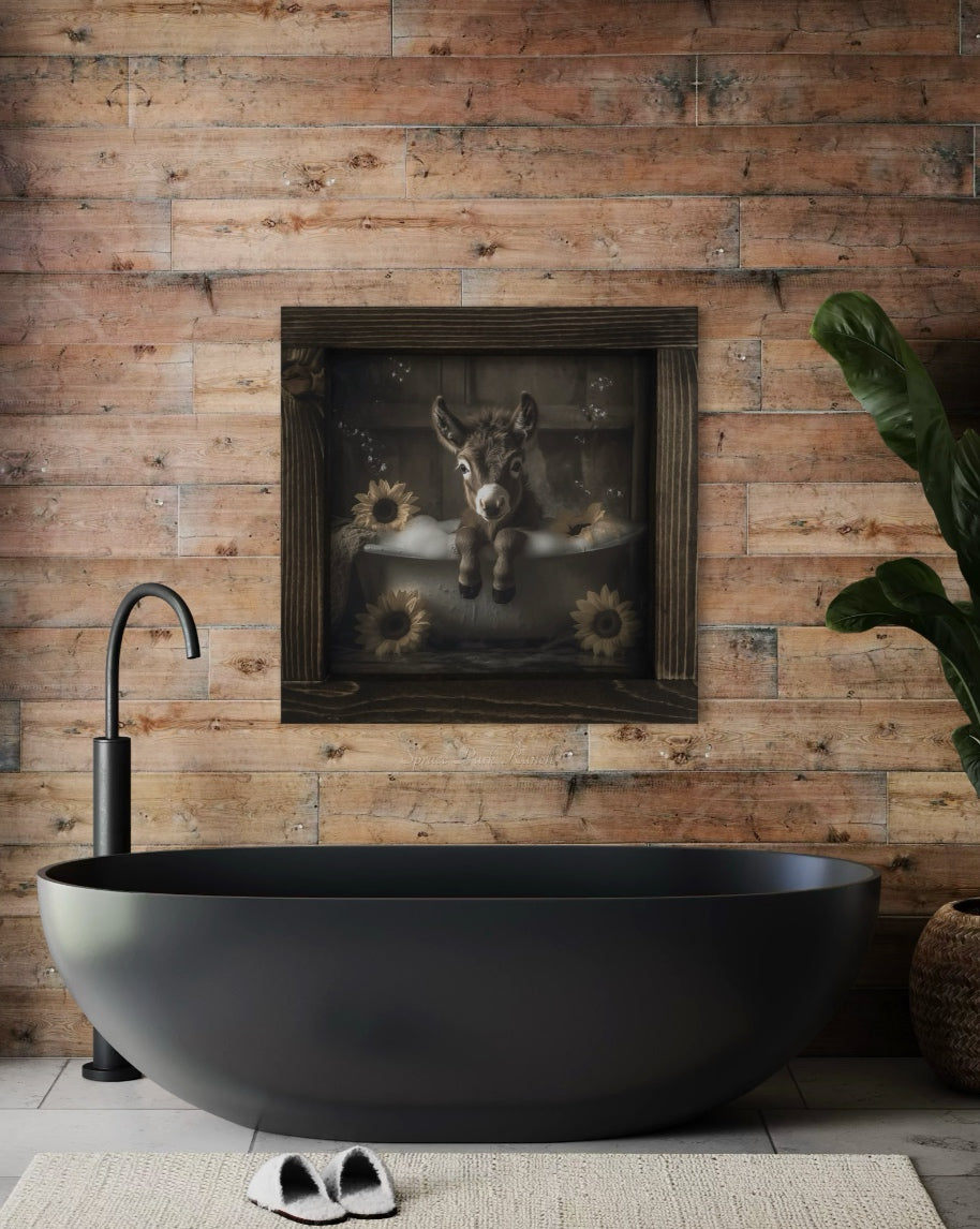 Donkey in Sunflower Bath Canvas Print