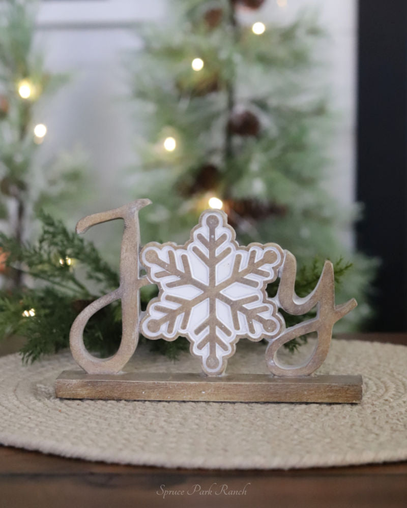 Brown and White Resin Joy Cutout