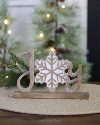 Brown and White Resin Joy Cutout