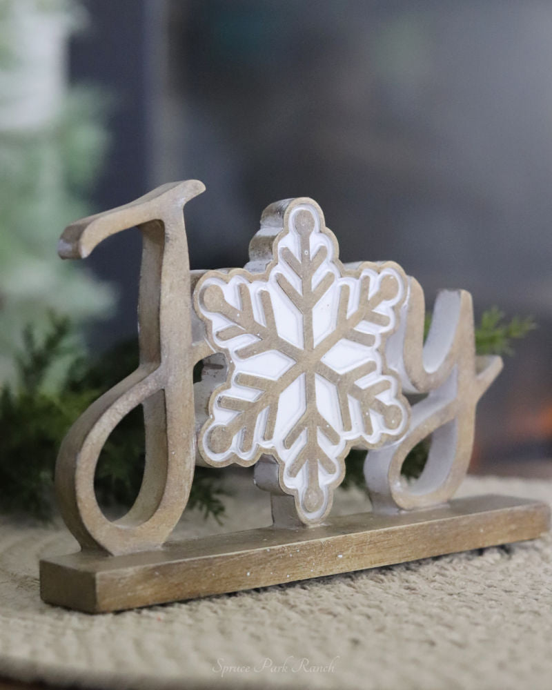 Brown and White Resin Joy Cutout