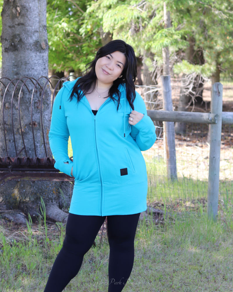 Kora Long Zipup Hoodie Turquoise