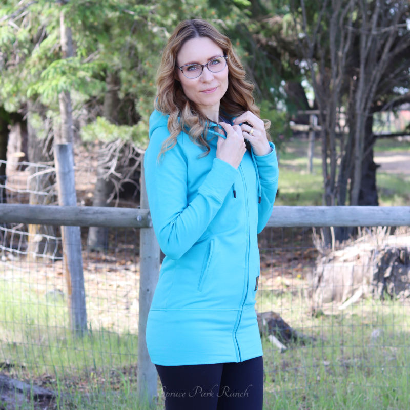 Kora Long Zipup Hoodie Turquoise