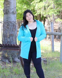 Kora Long Zipup Hoodie Turquoise