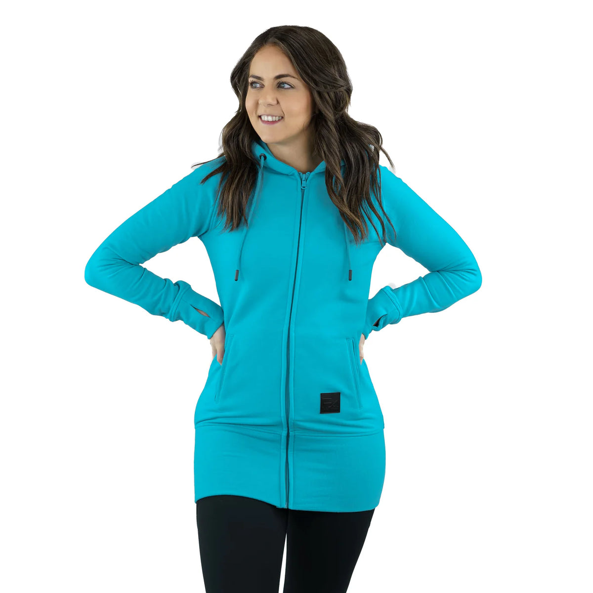 Kora Long Zipup Hoodie Turquoise