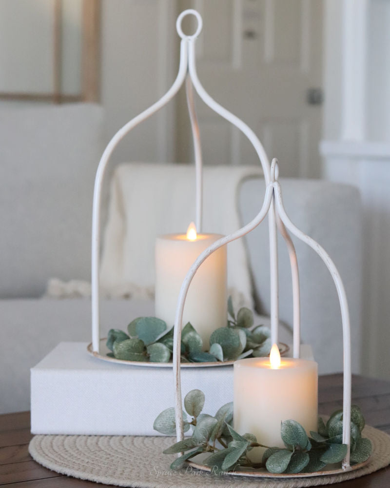 Metal White Open Lantern